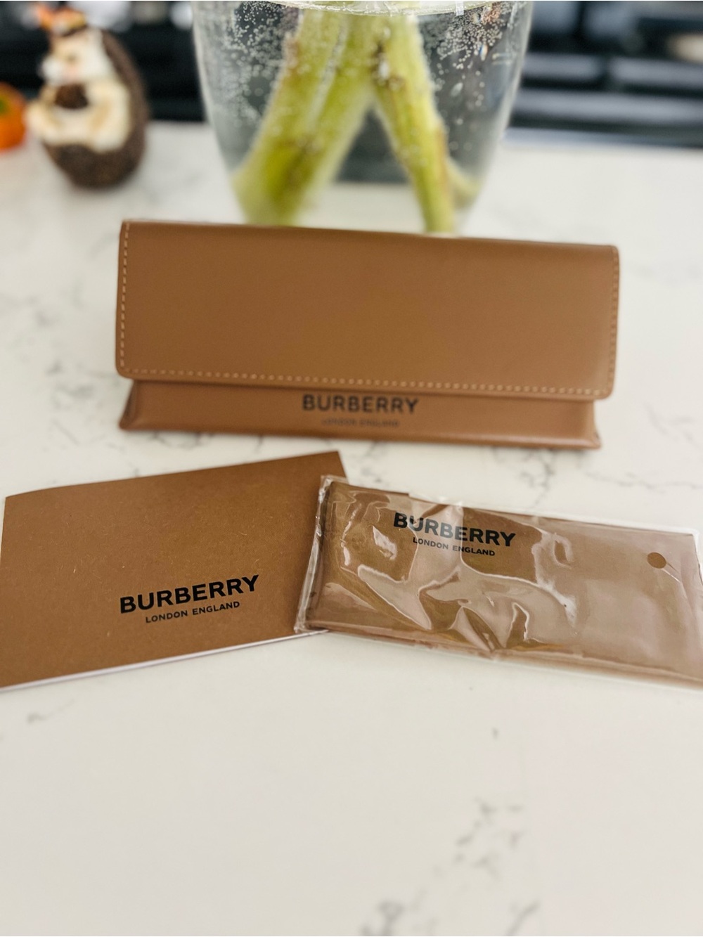 New Burberry Brown Leather Eyewear Case - BURBERRY